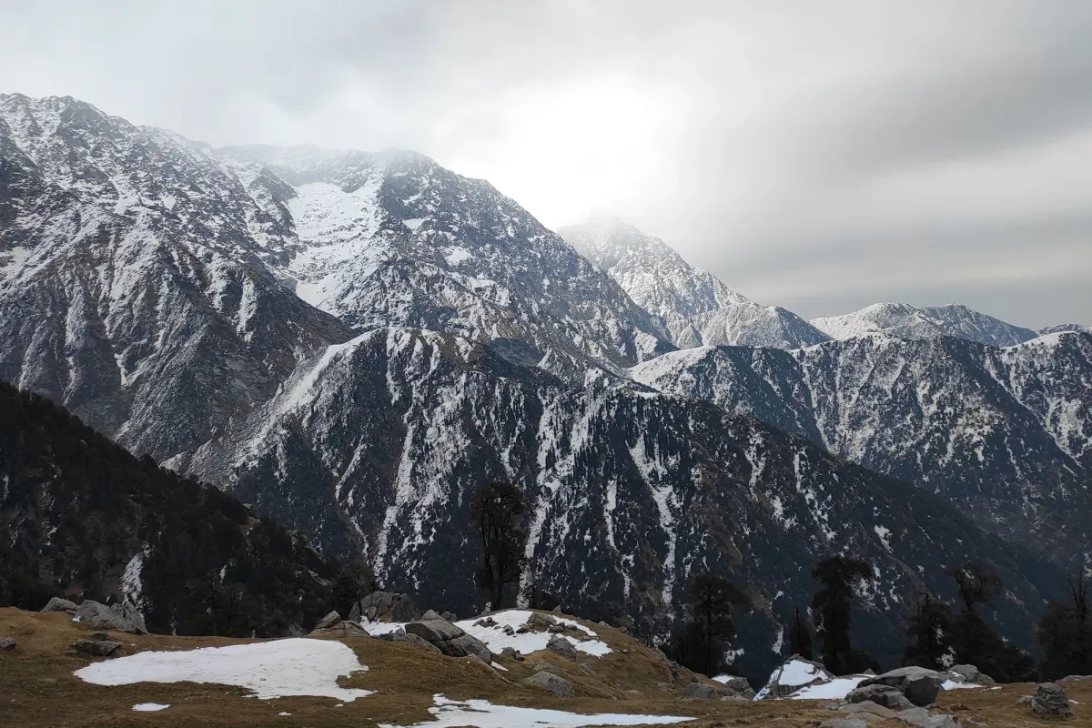 Snowy slopes of the Dhauladhar range seen from Dalhousie