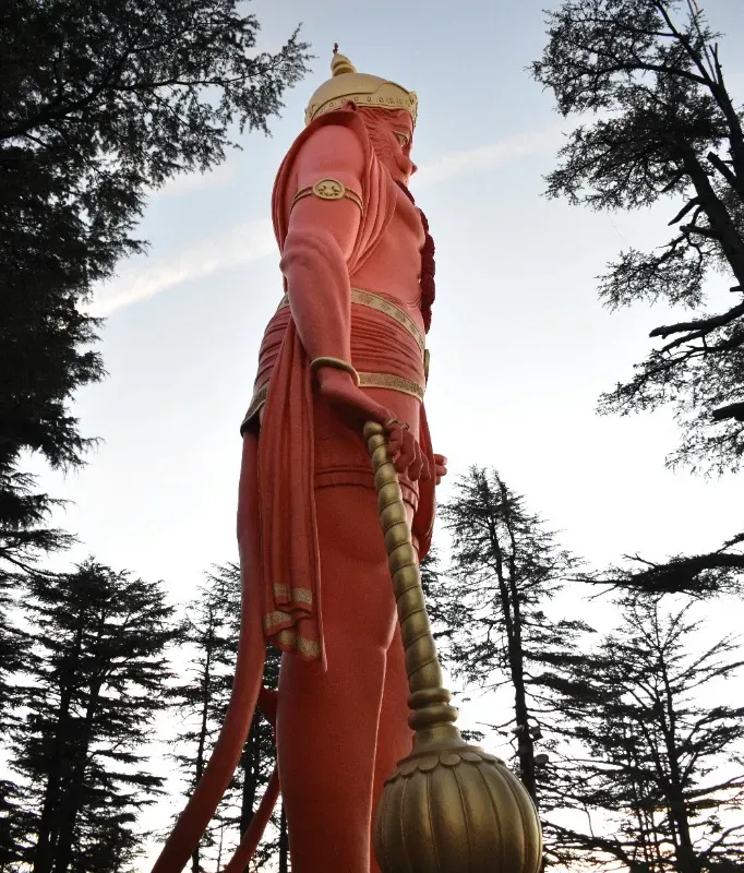 Snow-capped mountain peaks and green pine forests of Manali